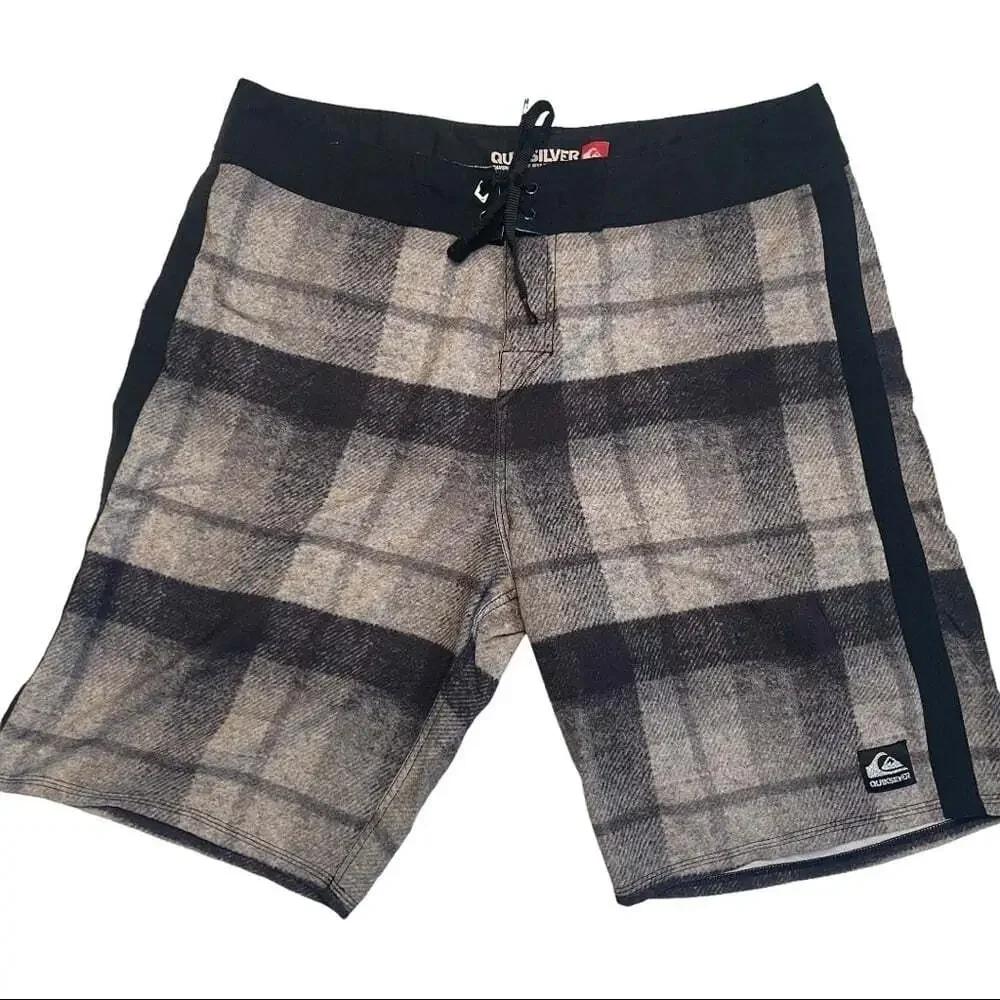 Quicksilver Men's Black Grey Hybrid Swim Board Shorts Size Large 1393